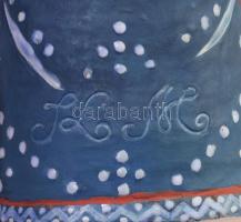 Kovács Margit (1902-1976): Szüretelő lány. Engóbozott és mázas terrakotta, jelzett, hibátlan (minimá...