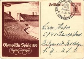 1936 Olympische Spiele, Berlin / 1936. évi nyári olimpiai játékok / 1936 Summer Olympics in Berlin; 15+10 Ga. s: Georg Fritz + "BERLIN FAHRBARES POSTAMT XI. OLYMPIADE 1936" So. Stpl. (EB)