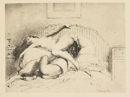 Zichy Mihály (1827-1906): 33 db Erotikus rajz. Cinkográfia, papír, jelzett a cinkográfián, kb 14x18 ...