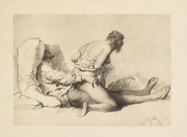 Zichy Mihály (1827-1906): 33 db Erotikus rajz. Cinkográfia, papír, jelzett a cinkográfián, kb 14x18 ...