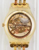 Swatch kvarc karóra, eredeti dobozában, leírással, bikolor fém csattal. működik