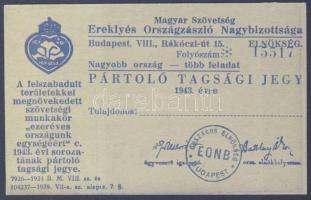 1924 Magyar Szövetség Ereklyés Országzászló Nagybizottság tagsági jegy