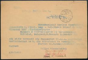 1946 (5. díjszabás) Ajánlott Budapest helyi levelezőlap 3 db bélyeggel