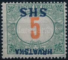 SHS 1919 Pirosszámú portó 5f fordított felülnyomással Certificate: Zrinjscak