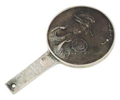 1964 Tokiói olimpia Saitama feliratos tükör, hátoldalán gésa ábárzolással. Fém. 22 cm