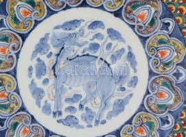 Japán Imari porcelán nagy méretű tál. Kézzel festett, jelzés nélkül. XIX: sz. hibátlan d: 46 cm /// ...