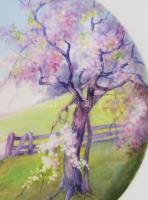 Rudolf Hentschel Meisseni porcelán tál 1929 előtt. Színes mázas, jelzett, formába nyomott 22-es form...