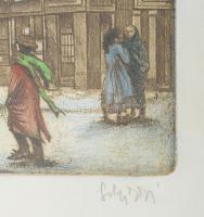 Sulyok Gabriella (1939-): Sopron. Színezett rézkarc, papír, jelzett. Üvegezett, fakeretben,29x19 cm