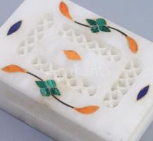 Alabástrom ékszeres doboz. Áttört, festett 8x5 cm