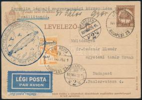 1931 Zeppelin első magyarországi körrepülés levelezőlap 1P bélyeggel / Mi 478 on 1st Hungarian Zeppelin round flight postcard