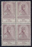 1913 Árvíz I. 5K négyestömb (60.000) / Mi 144 block of 4