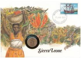 Sierra Leone 1964. 1/2c bronz felbélyegzett borítékban, bélyegzéssel, német nyelvű leírással T:AU patina  Sierra Leone 1964. 1/2 Cent bronze in envelope with stamp, cancellation, german language description C:AU patina