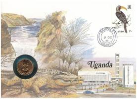 Uganda 1987. 1Sh felbélyegzett borítékban, bélyegzéssel, német nyelvű leírással T:UNC  Uganda 1987. 1 Shilling in envelope with stamp and cancellation, with German description C:UNC