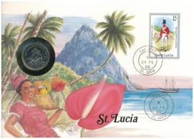 Kelet-Karibi Államok / Szt. Lucia 1981. 25c felbélyegzett borítékban, bélyegzéssel, német nyelvű leírással T:AU East Caribbean States / St. Lucia 1981. 25 Cents in envelope with stamp and cancellation, with German description C:AU