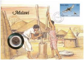 Malawi 1991. 1t felbélyegzett borítékban, bélyegzéssel, német nyelvű tájékoztatóval T:UNC  Malawi 1991. 1 Tambala in envelope with stamp, cancellation and a prospectus in german C:UNC