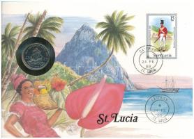 Kelet-Karibi Államok / Szt. Lucia 1981. 25c felbélyegzett borítékban, bélyegzéssel, német nyelvű leírással T:AU East Caribbean States / St. Lucia 1981. 25 Cents in envelope with stamp and cancellation, with German description C:AU