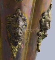 Bronz esernyőtartó, ördögmaszkos mintákkal, fogantyúja hiányzik, m: 52 cm