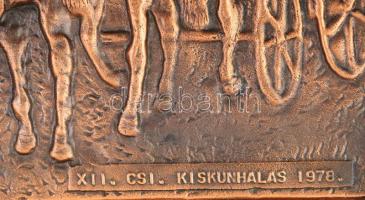 1978 Kiskunhalasi Lovarda rezezett fém plakett, keretben, 19x27 cm