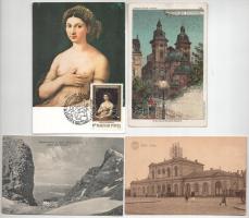 8 db RÉGI külföldi képeslap vegyes minőségben + 3 modern CM lap / 8 pre-1945 European town-view post...