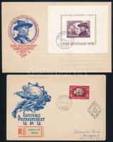 1950 UPU blokkból kitépett bélyeg FDC-n + Bem blokk FDC-n (min 25.000) / Mi 1111 + block 19 on FDCs