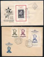 1953-1954 Sztálin blokk és Jókai sor és blokk 2 db FDC-n (15.500) / Mi 1395-1396 + block 23-24 on FDCs