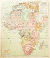 cca 1920-1930 Afrika politikai térképe, az alaptérképet tervezte és rajzolta: Kogutowicz Manó, 1 : 20.000.000, Bp., Magyar Földrajzi Intézet R.T., 50x46 cm