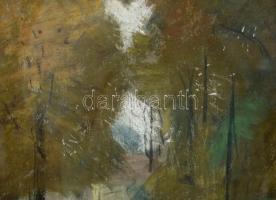 Imreh Zsigmond (1900-1965): Parkrészlet. Pasztell, papír, jelzett. Üvegezett, enyhén sérült fakeretb...