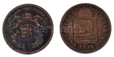 1872KB 1kr Cu "Angyalos címer" + 1892KB 1kr Cu "Fiume-címer" T:F