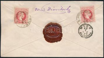 1871 5kr díjjegyes ajánlott levél 2 x 5kr díjkiegészítéssel, a díjjegy lemezhibás / Registered PS-cover with 2 x 5kr additional franking TEMESVÁR JÓZSEFVÁROS - Wien