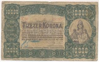 1923. 10.000K "Orell Füssli Zürich" nyomdahely jelöléssel T:VG,G szakadás, ragasztva Adamo K42