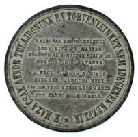 1861. "Országgyűlési Emlék" kétoldalas Sn emlékérem. "HON SZERETET 'S EGYETÉRTÉS...