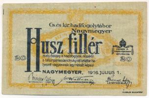 Nagymegyer / hadifogolytábor 1916. július 1. 20f arab sorozat- és sorszámmal T:F Adamo HHN-1.2