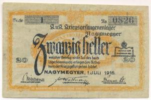 Nagymegyer / hadifogolytábor 1916. július 1. 20f arab sorozat- és sorszámmal T:F
Adamo HHN-1.2