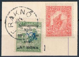 Nyugat-Magyarország II. 1921 Arató 50f kivágáson / Mi 16 on cutting FRAKNÓ Signed: Bodor