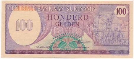 Suriname 1985. 100G T:AU kisebb gyűrődések, tűlyuk Suriname 1985. 100 Gulden C:AU smaller creases, pin holes Krause P#128