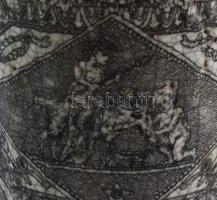 Historizáló játszó kerubok mintás mázas kerámia padlóváza, jelzés nélkül, tűzhibákkal, m: 37,5 cm