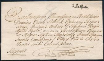 1783 Félportós levél Szepességbe, hátoldali ép, látványos viaszpecséttel / Unpaid cover v.Caschau (Rompes 100 p)