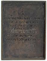 1939. Avasi templomot ábrázoló bronz plakett, hátoldalon gravírozva "A Magyar Villamosművek Ors...