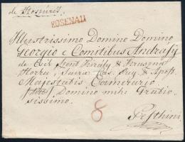 1829 Portós boríték Andrássy Györgynek címezve / Unpaid cover, piros / red "ROSENAU" - Pest