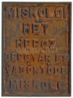 ~1939. Avasi templomot ábrázoló bronz plakett, hátoldalon "Miskolci Hét Hercz Gépgyár és Vasönt...