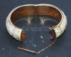 Dekoratív csont karkötő belül 14K-os (0,585) arannyal bélelve, br 81,5g