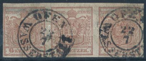 1850 6kr vízszintes hármascsík rozsdabarna / rust brown, stripe of 3 "OFEN / WASSERSTADT" (Ferchenbauer EUR 1.200,-)