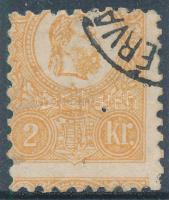 1871 Kőnyomat 2kr narancssárga, jelentősen elfogazott / orange, shifted perforation "(SZÉKESFE)HÉRVÁR" (25.000)