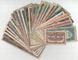 30db-os vegyes, különböző korona, pengő, forint bankjegy tétel, közte 1930. 20P T:F,VG