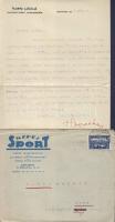 1927 Hoppe László a Nemzeti Sport főszerkesztőjének aláírt levele