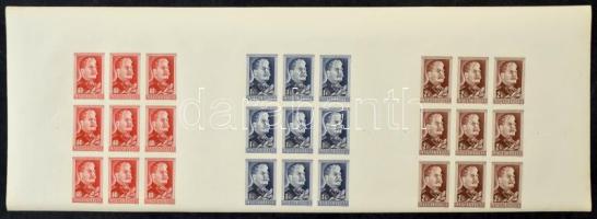 1949 Sztálin sor vágott kilencestömbök egy összefüggő ívben (200.000) (szokásos apró ráncok) / Mi 1122-1124 imperforate blocks of 9 in one sheet (usual small creases)