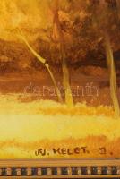 ifj. Keleti Jenő (1943-1999): Őszi nap. Olaj, farost, jelzett, hátoldalán autográf felirattal, dekor...