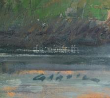 Gádor Emil (1911-1998): Erdészházj. Olaj, farost, jelezve balra lent. Dekoratív fakeretben, hátoldal...