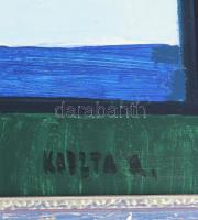 Koszta Rozália (1925-1993): Ház és fa. Olaj, farost, jelzett. Dekoratív fakeretben, 50x60 cm