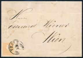 1861 2kr II. narancssárga, levélen (240.000) / 2kr II. orange, on cover "PESTH" - Wien